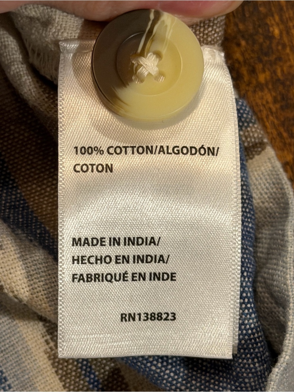 Shyanne Blue and Cream Ikat-Print Button Front Mini Dress - Picture 3 of 8